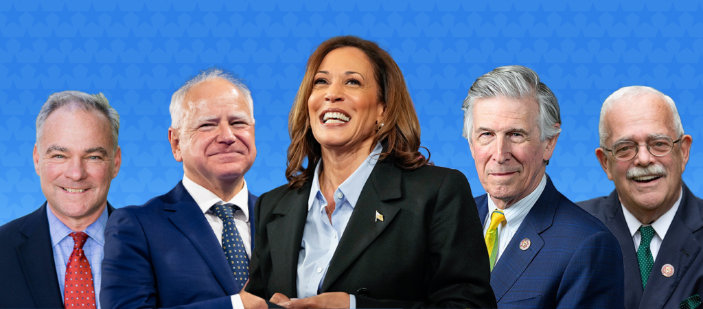 Image showing candidates Tim Kaine Tim Walz Kamala Harris Don Beyer Gerry Connolly